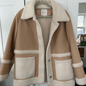 Avec Les Filles Cream and Tan Teddy Jacket